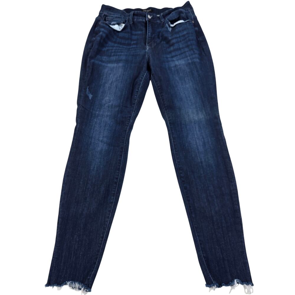 Judy Blue High Rise Dark Wash Distressed Raw Hem Skinny Jeans Women's Size 16W